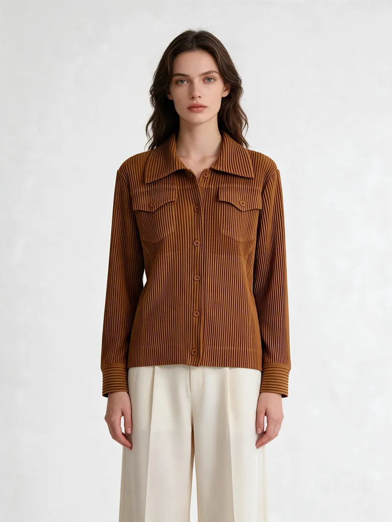 Pleated Coat 02 - Coats & Outerwear - Women by SUZHE PLEATS