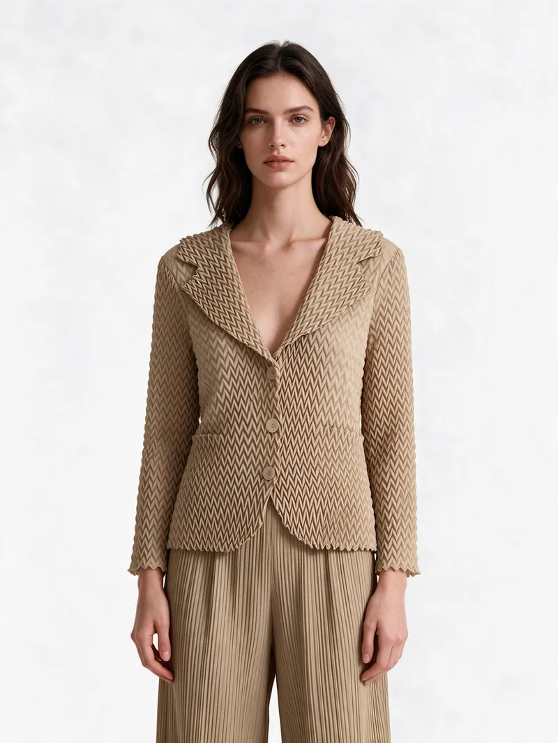 Pleated Coat 08 - Coats & Outerwear - Women by SUZHE PLEATS